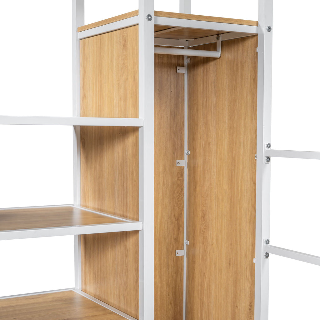 Loft Bed with Built-In Work Station, Wardrobe & Storage Staircase – White or Black