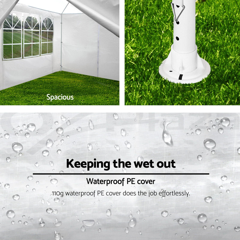 10x30' Outdoor Garden Gazebo Canopy with Removable Sidewalls - White