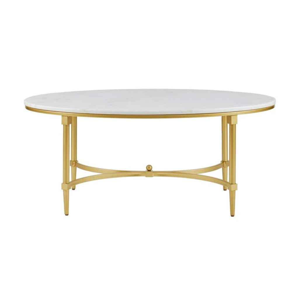 White Marble Coffee Table with Gold Metal Legs - Bordeaux
