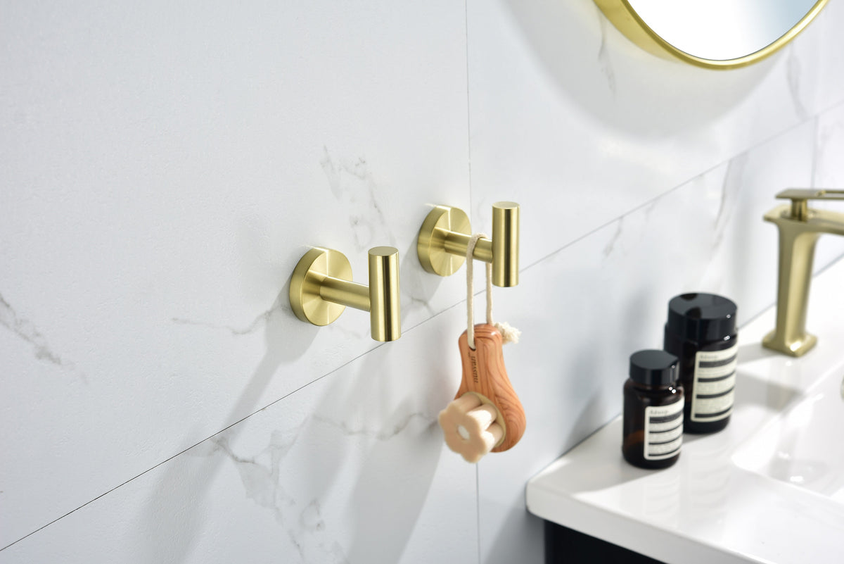 Stainless Steel Bathroom Towel Hooks - 6 Pack, Wall Mounted, Modern Finish