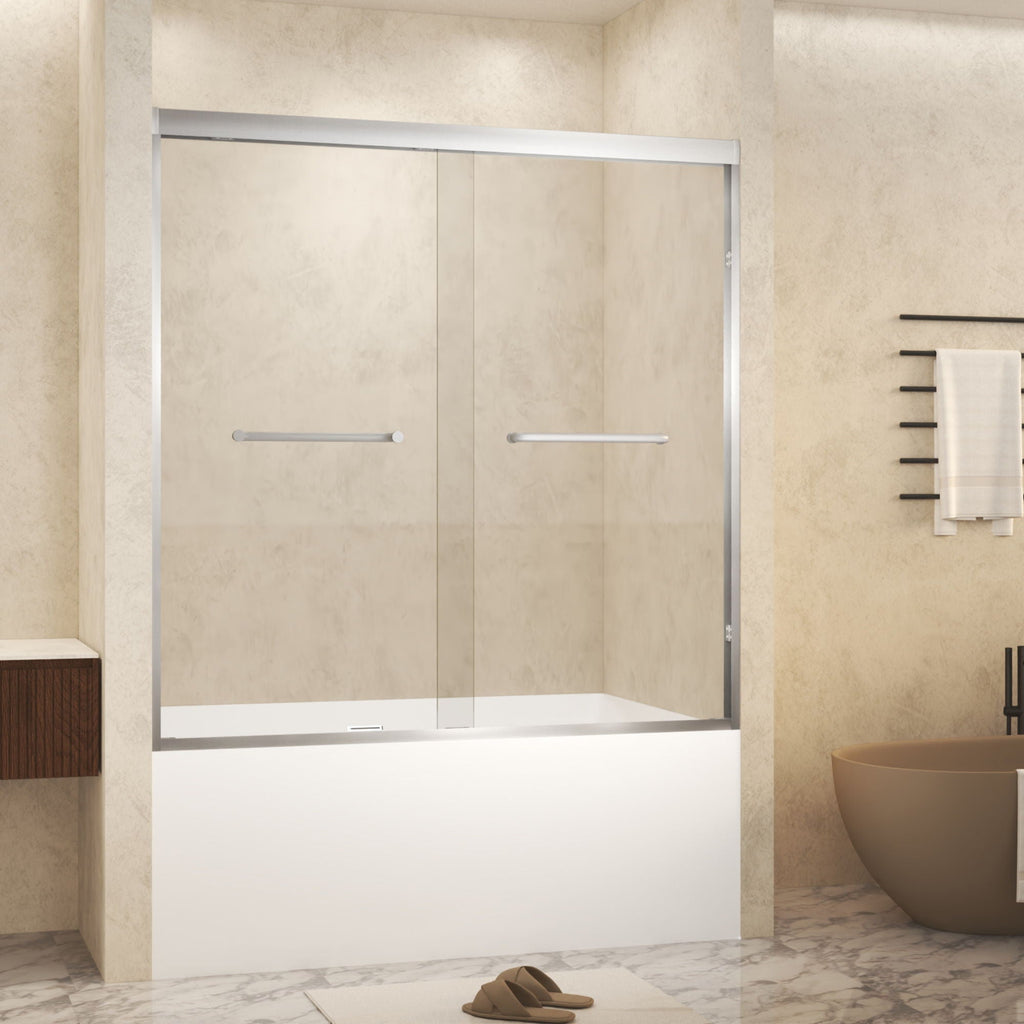 Double Sliding Shower Door with Explosion Proof Film - Black, Gray, or Dark Gray