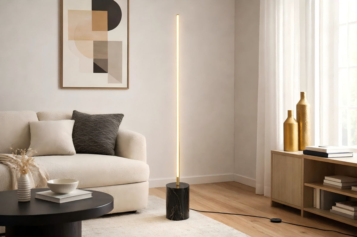 Prism - LED Floor Lamp with On/Off Switch Base - Gold/Marble