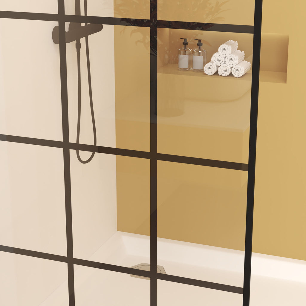 Framed Glass Shower Screen with Tempered Safety Glass - Matte Black