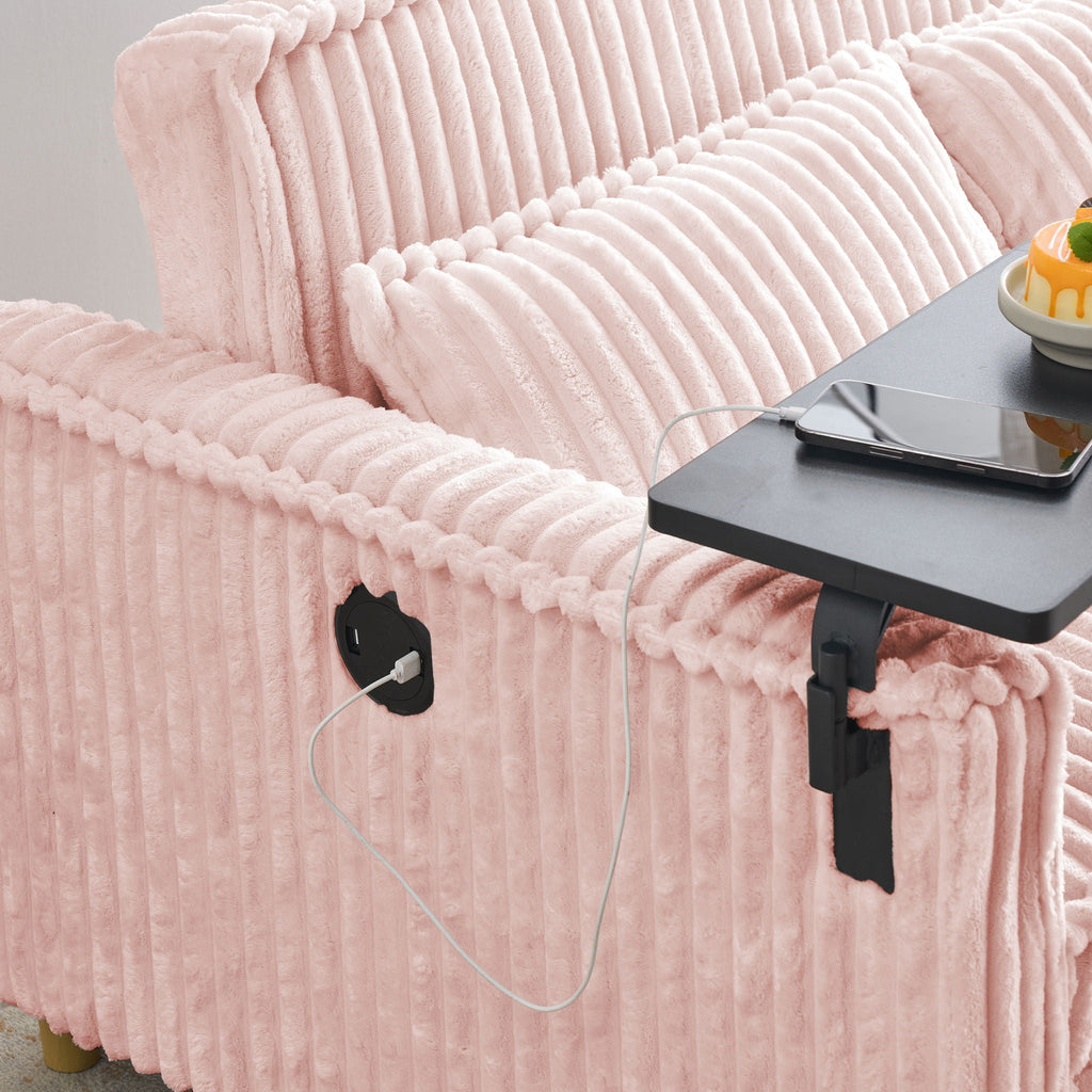 Pull Out Sofa With Movable Tabletop and USB Ports - Multiple Colors