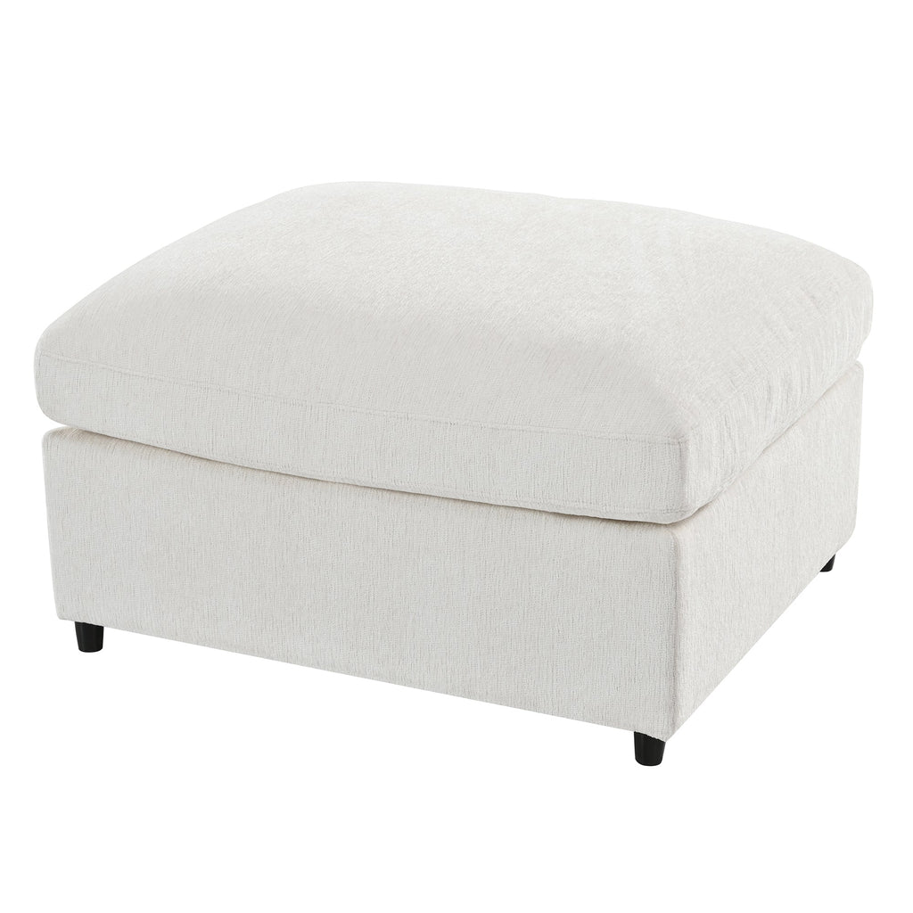 Chenille 4-Piece Sofa Set with Accent Chairs and Movable Ottoman - Grey