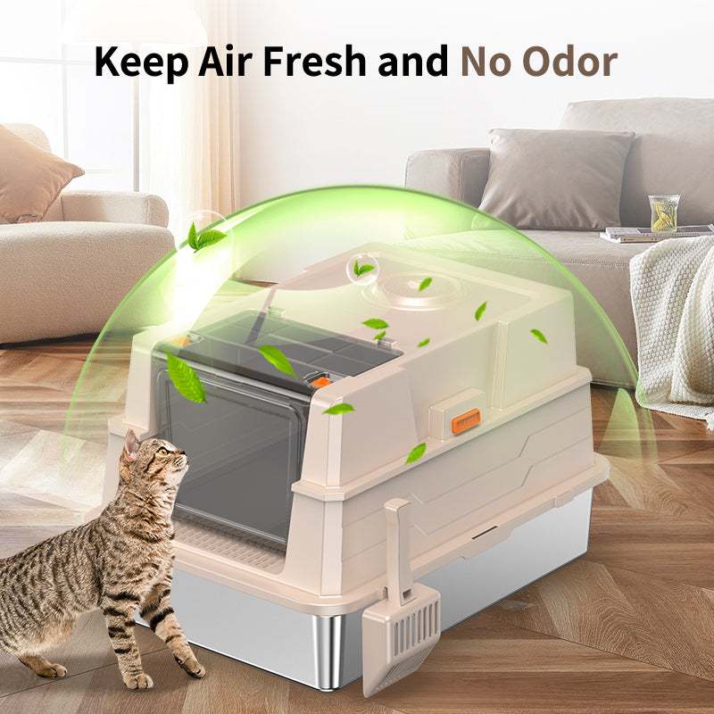 Stainless Steel Cat Litter Box with High Sides - Silver