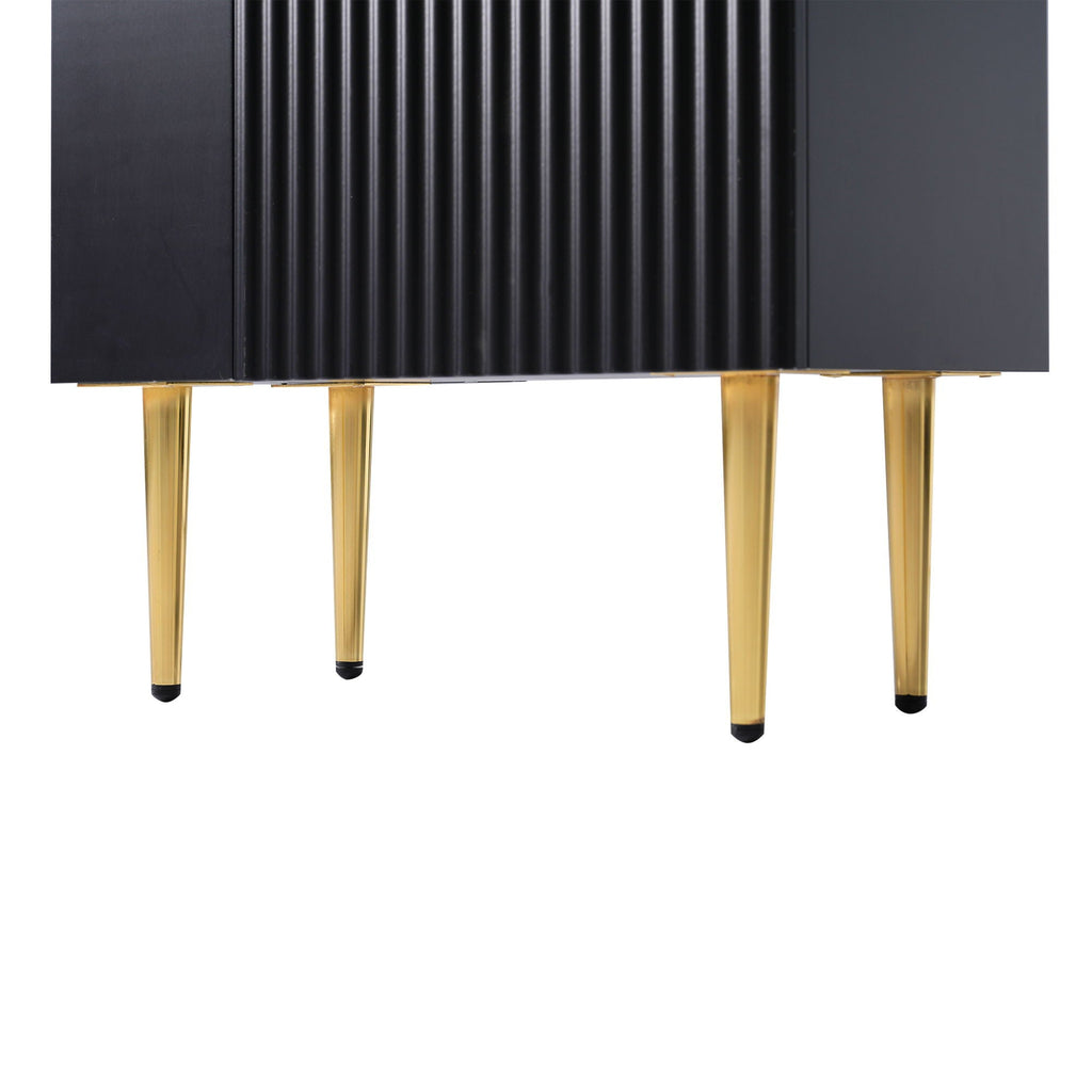 Bathroom Vanity with Single Ceramic Sink and Side Storage - Multiple Colors