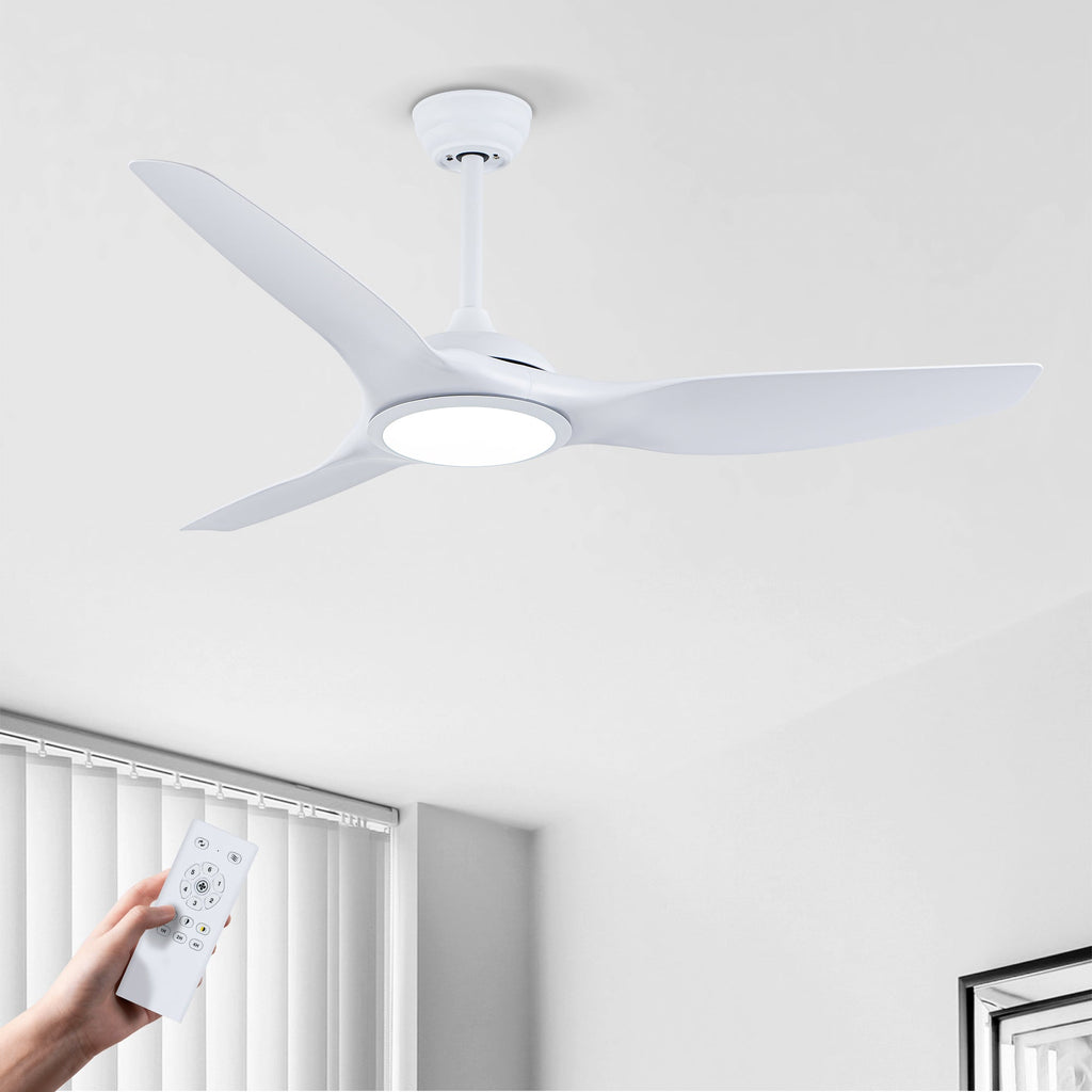 52 Inch Ceiling Fan with LED Light Kit and Remote - Matte White