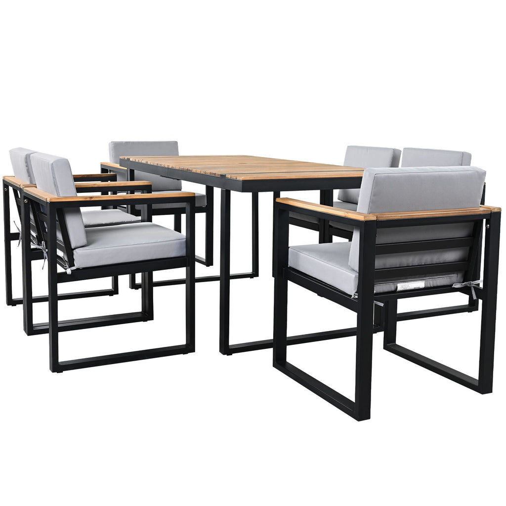 7 Piece Outdoor Dining Set with Removable Cushions - Gray or Beige