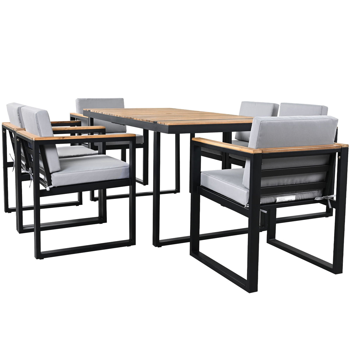 7 Piece Outdoor Dining Set with Removable Cushions - Gray or Beige