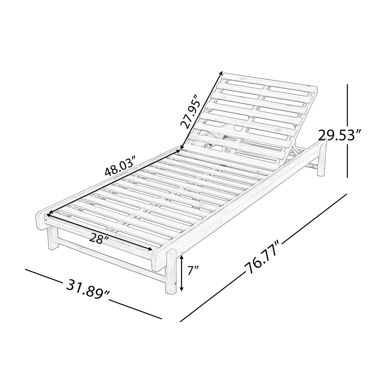 Light Teak Acacia Wood Chaise Lounge Set with Adjustable Backrest - Light Teak
