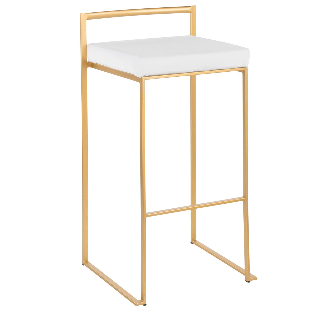 Contemporary Stackable Barstool Set with Upholstered Seat - Multiple Colors