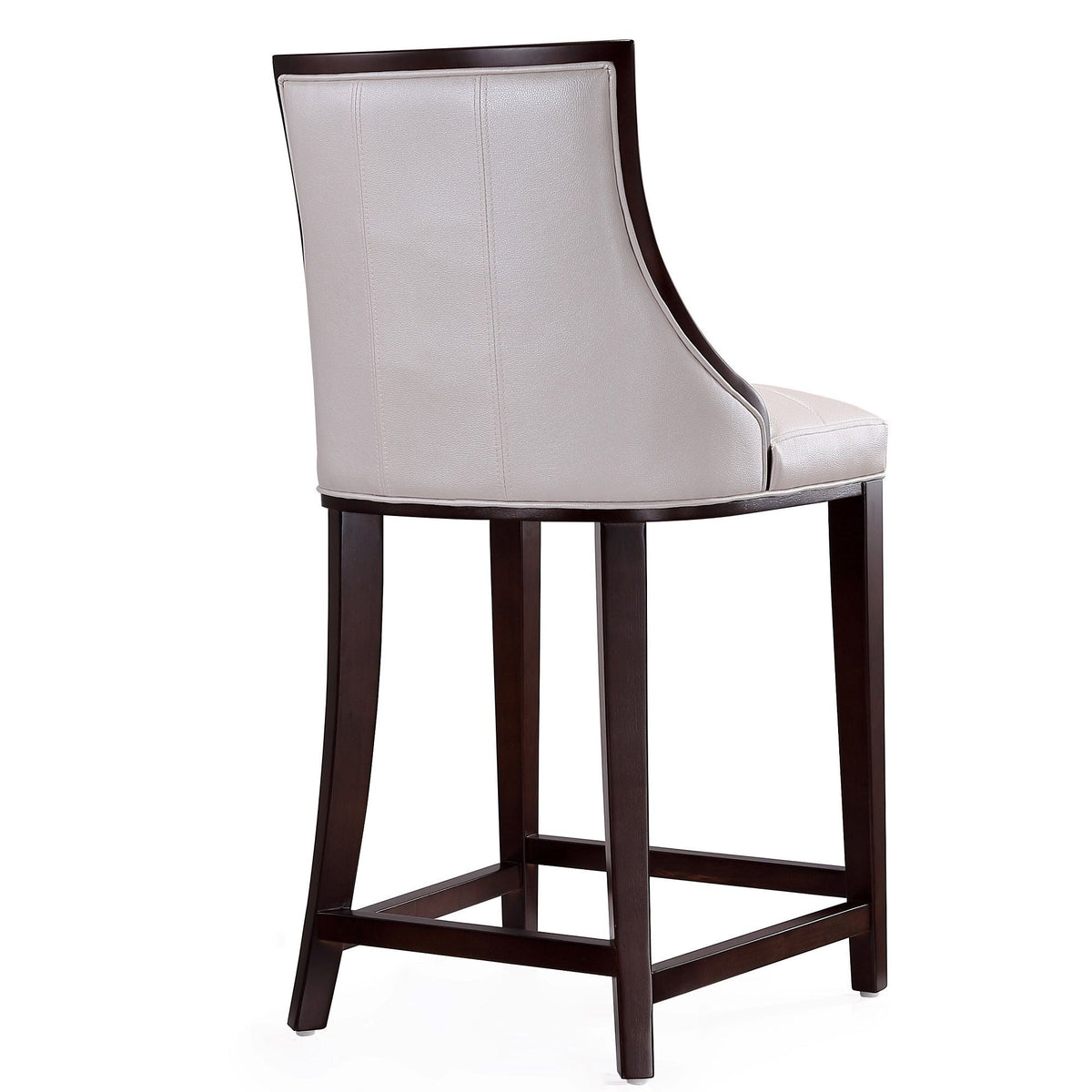 White Bar Height Stool with Solid Wood Frame - Traditional Design