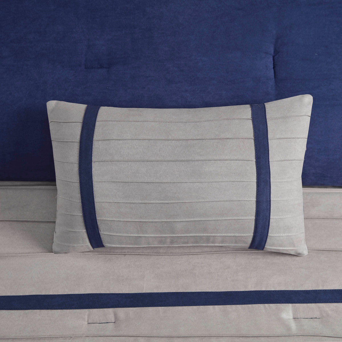 Faux Suede 7 Piece Comforter Set with Decorative Pillows - Blue or Black