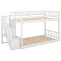 Twin Over Twin Floor Bunk Bed with Ladder Storage - White or Dark Gray