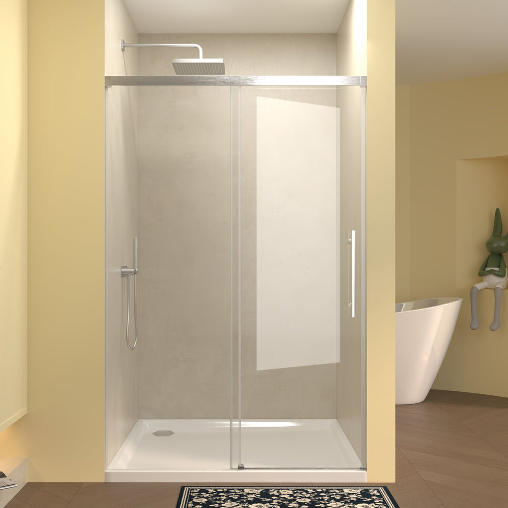 48" Single Sliding Shower Door with Frameless Tempered Glass - Clear