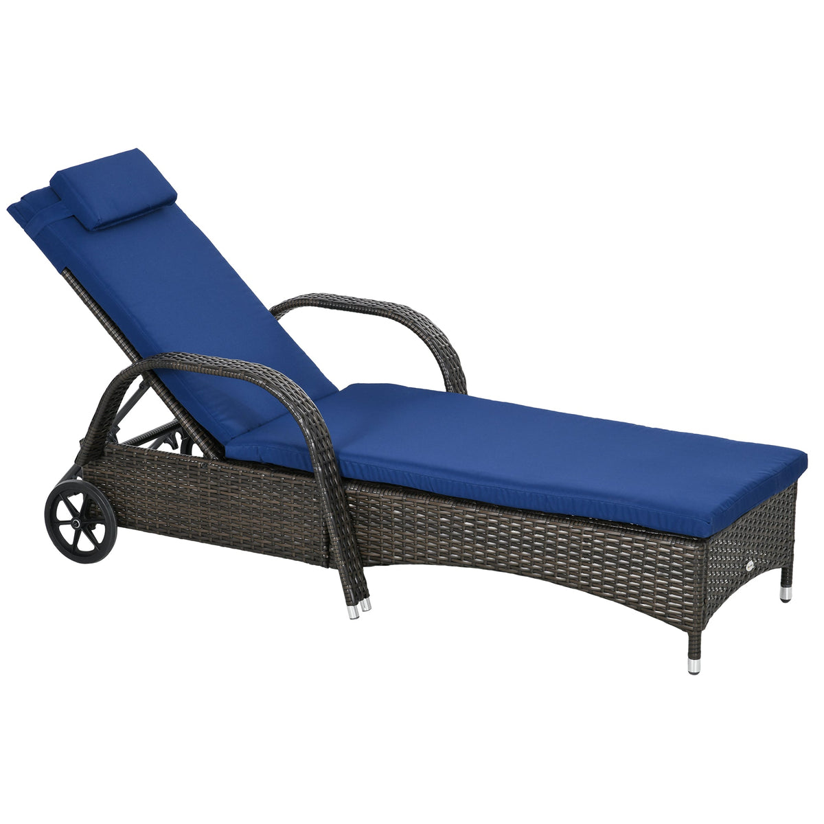 Wicker Outdoor Chaise Lounge with Adjustable Backrest - Brown