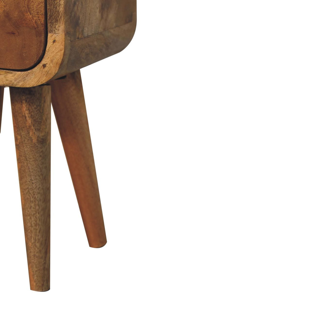 Solid Wood Extra Mini Curved Oak Bedside Table with Storage - Oak