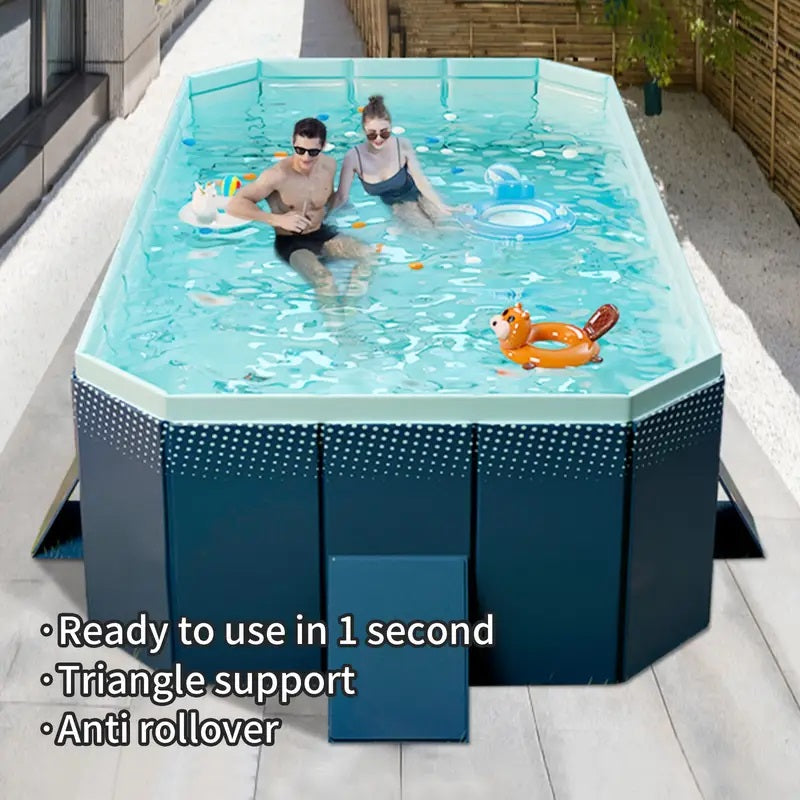 PVC Folding Pool with Durable Construction - Blue