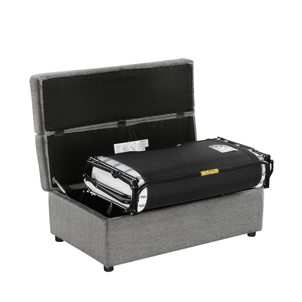 Twin Size Folding Ottoman Sleeper Bed with Mattress - Light Brown, Black, Dark Gray, White