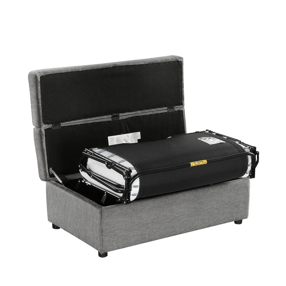 Twin Size Folding Ottoman Sleeper Bed with Mattress - Light Brown, Black, Dark Gray, White