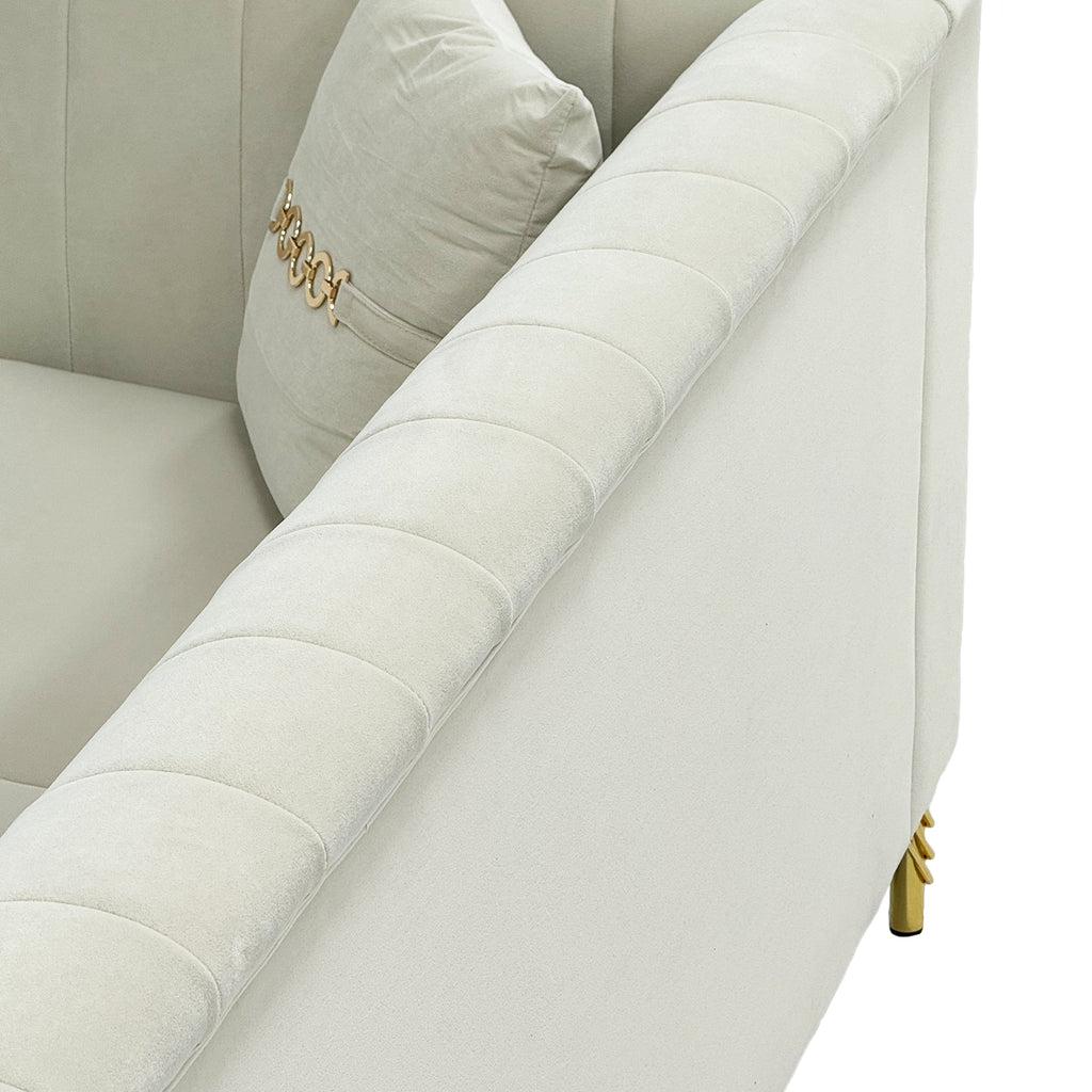 FX-P82B-BE Velvet 3-Seater Sofa