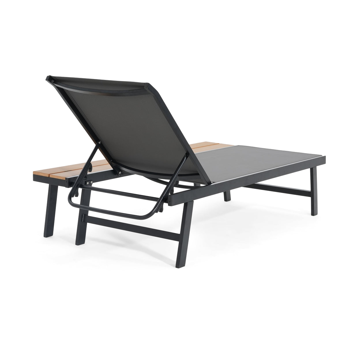 Waterloo Chaise Lounge Set with Attached Wood Side Table - Set of 2