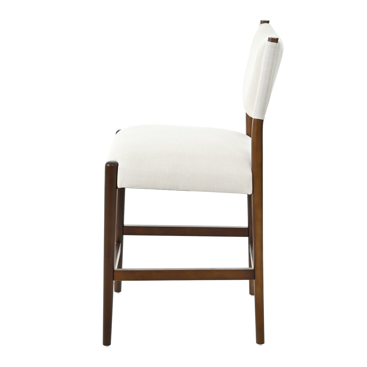 Solid Wood Counter Height Barstools with Fabric Seat - Walnut