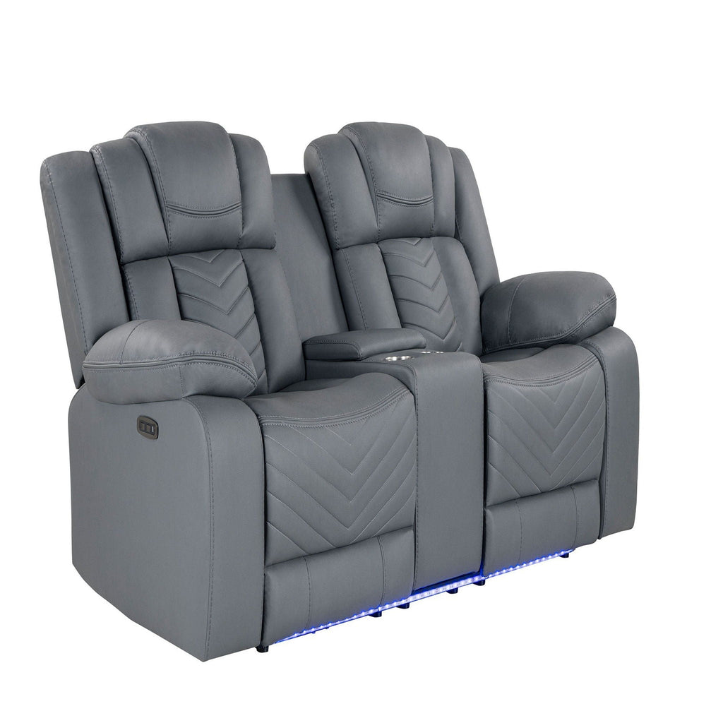 Power Reclining Loveseat with LED Lighting - Gray