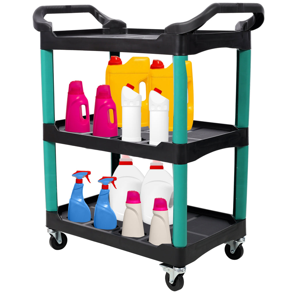 3 Tier Rolling Auto Detail Cart with Wheels - Durable Plastic Organizer