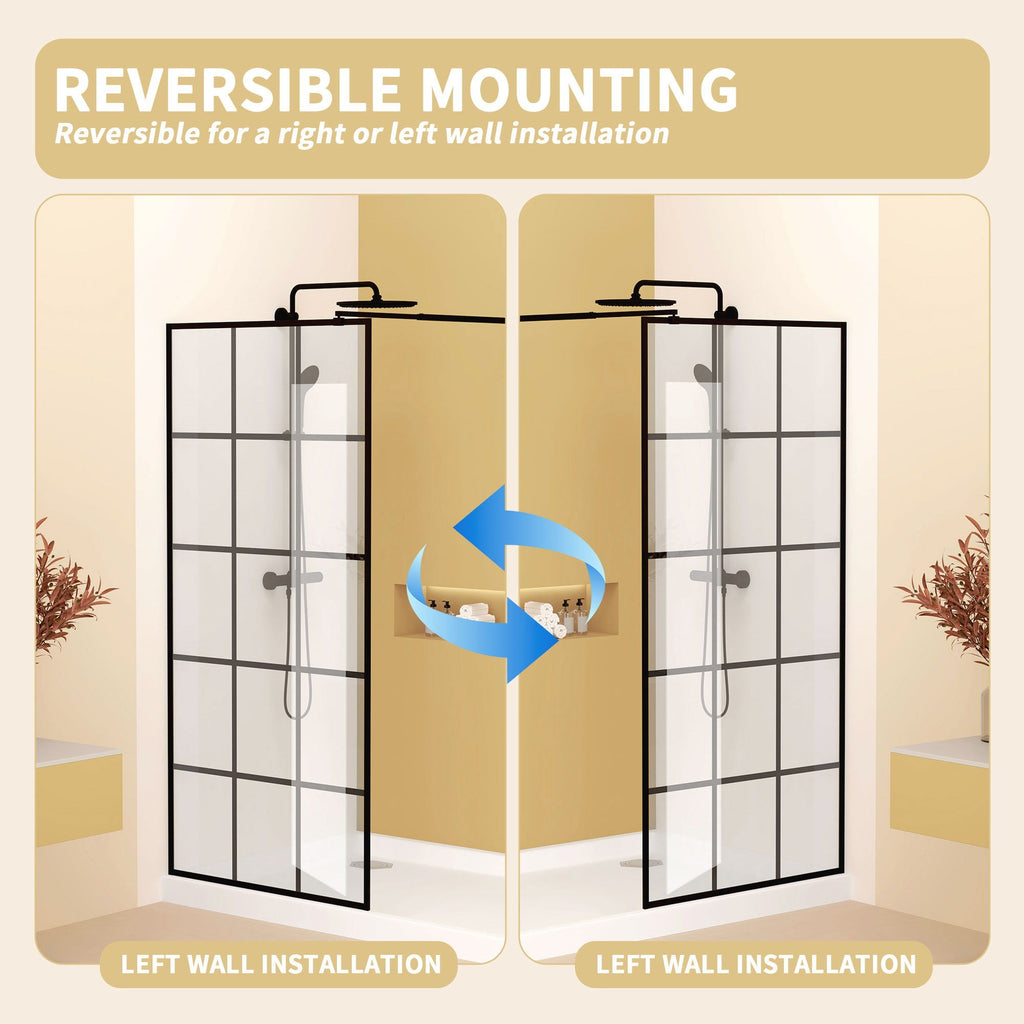 Framed Glass Shower Screen with Tempered Safety Glass - Matte Black