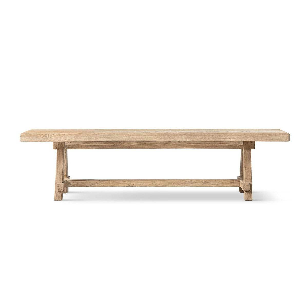 Natural Dining Bench with Pillar Base - Solid Reclaimed Elm