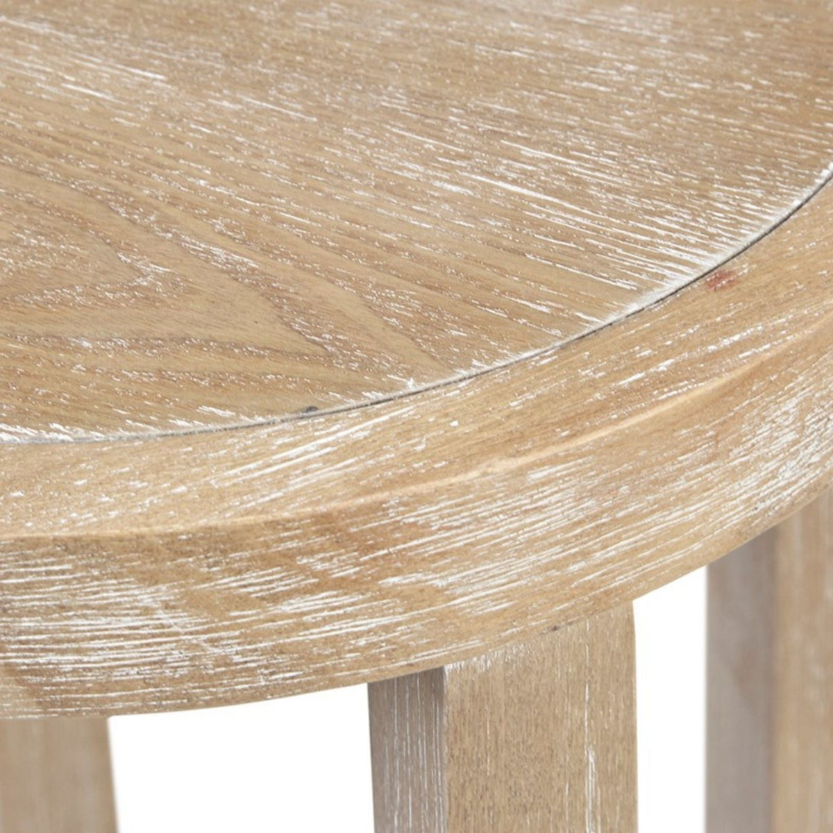 Reclaimed Wheat Round Accent Table with Rattan Cane Shelf
