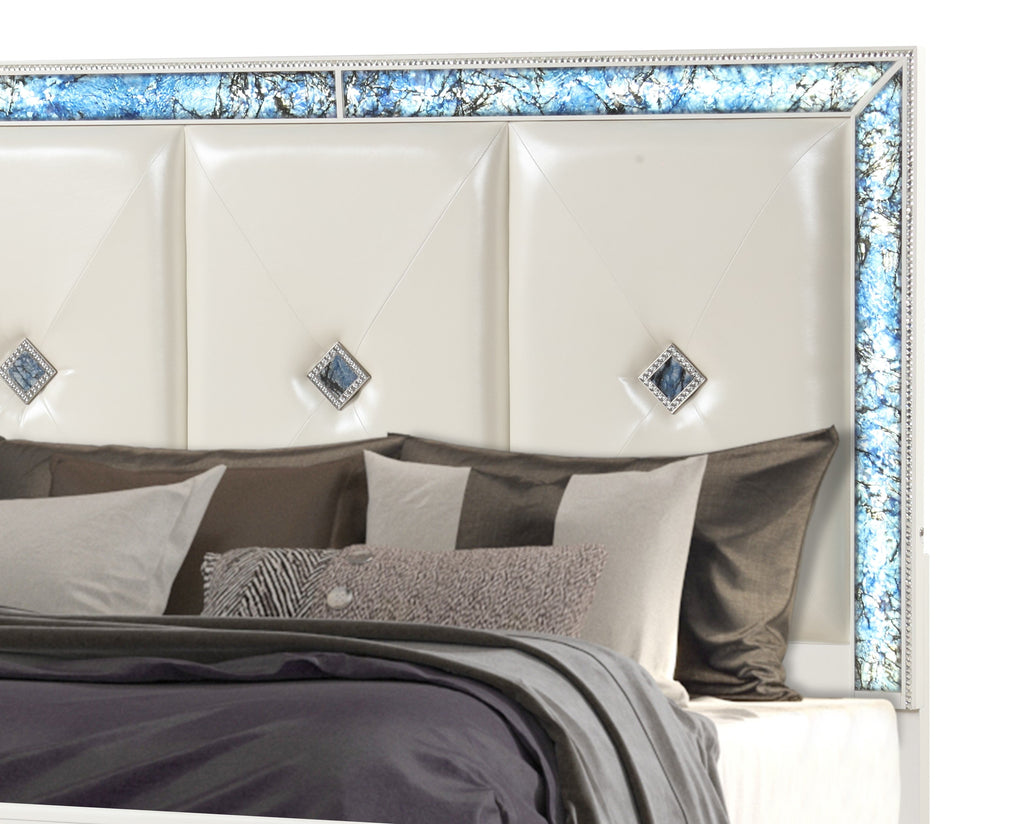 Laguna Modern 5 Piece King Upholstered Bedroom Set with Marble Accents