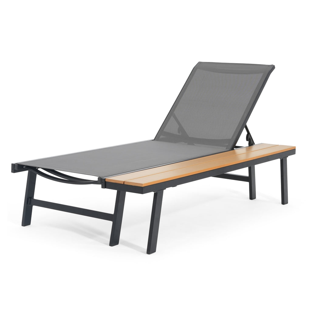 Waterloo Chaise Lounge Set with Attached Wood Side Table - Set of 2
