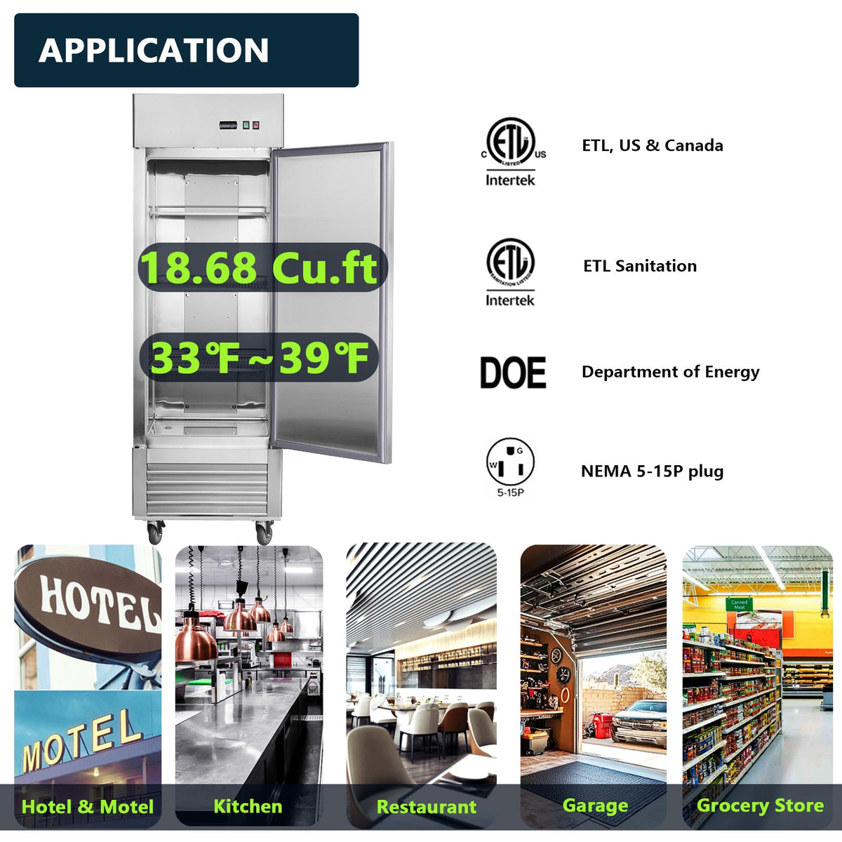 27" Commercial Refrigerator with Stainless Steel Construction - Solid Door
