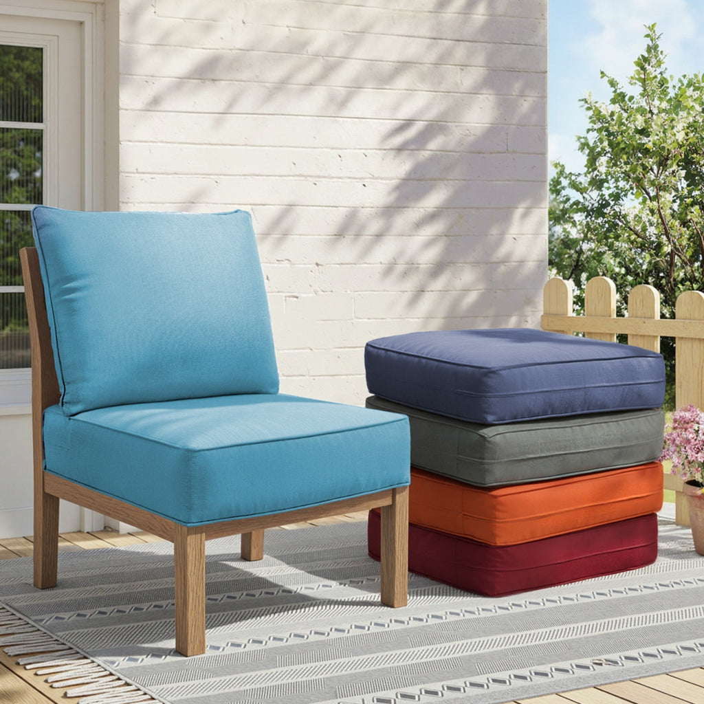 6" Thick Waterproof Outdoor Cushion Set with Durable Olefin Fabric - Light Gray