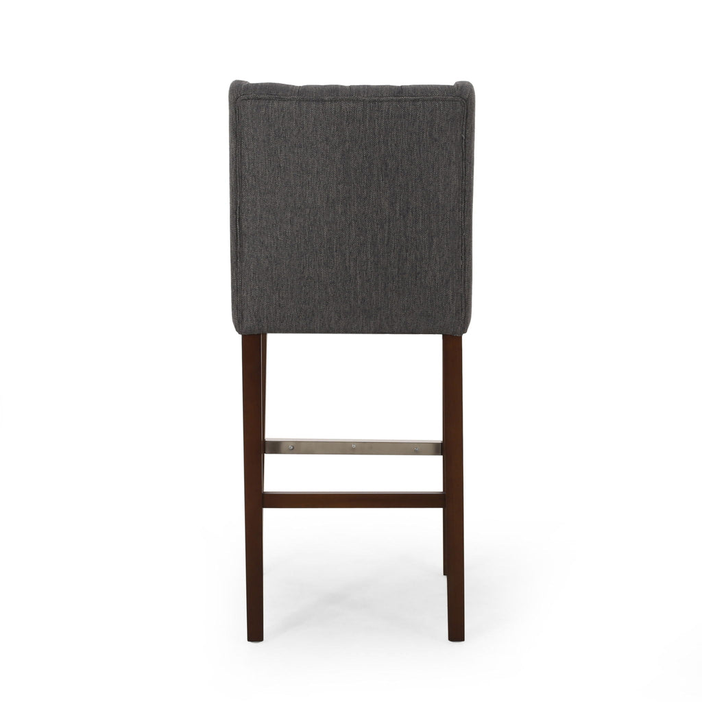 Upholstered Barstool with Button Tufted Wing Back - Multiple Colors
