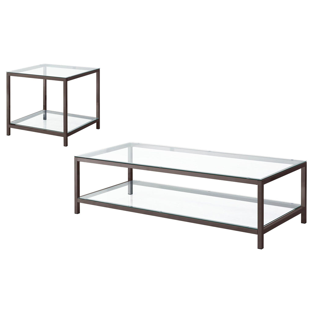 Trini 2-piece Coffee and End Table Set Black Nickel