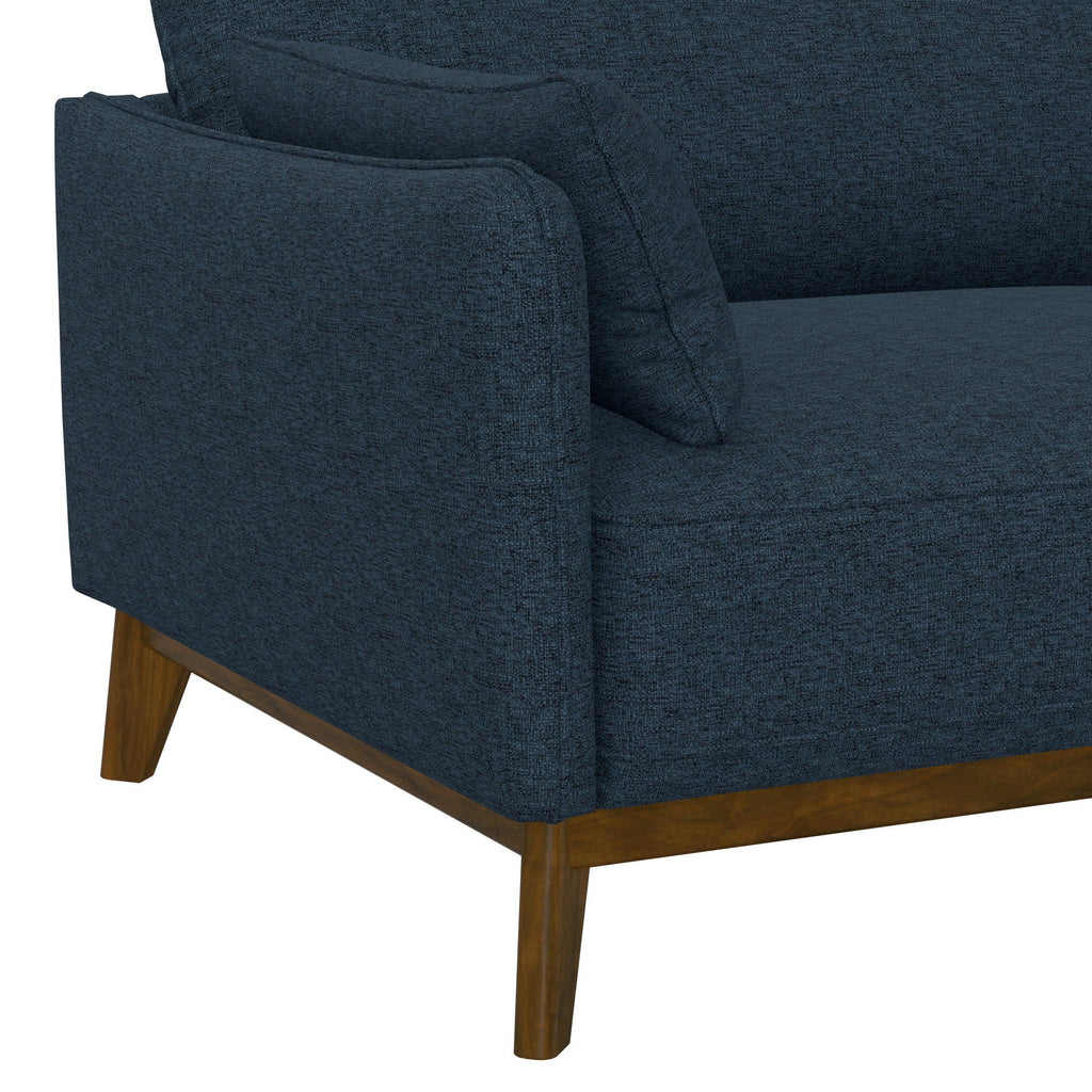 Wide Blue Stationary Sofa with Attached Legs - 84" Modern Comfort