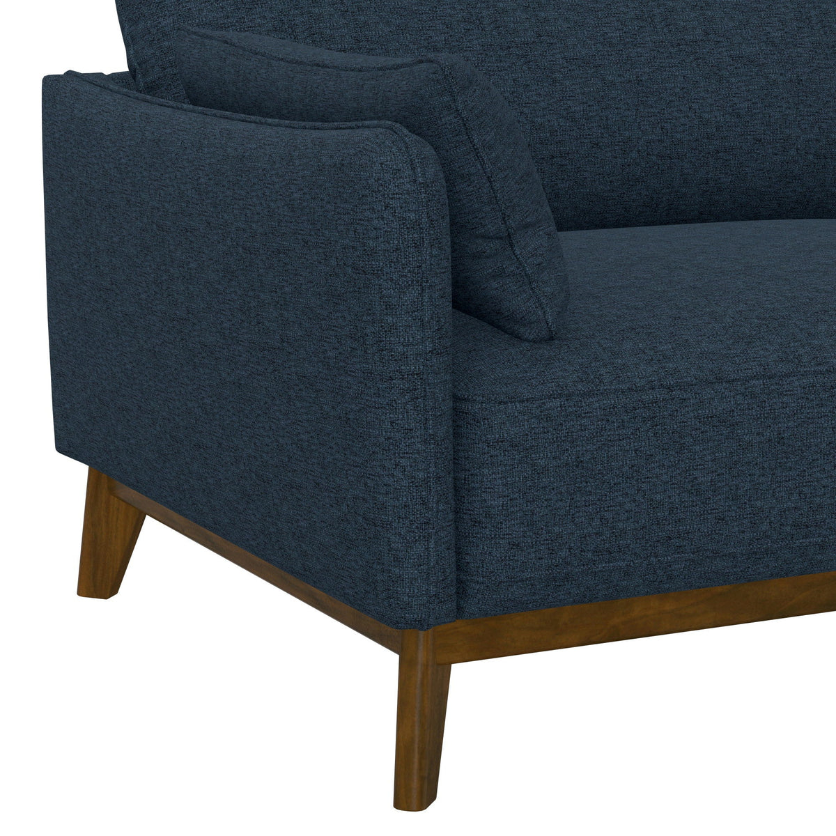 Wide Blue Stationary Sofa with Attached Legs - 84" Modern Comfort