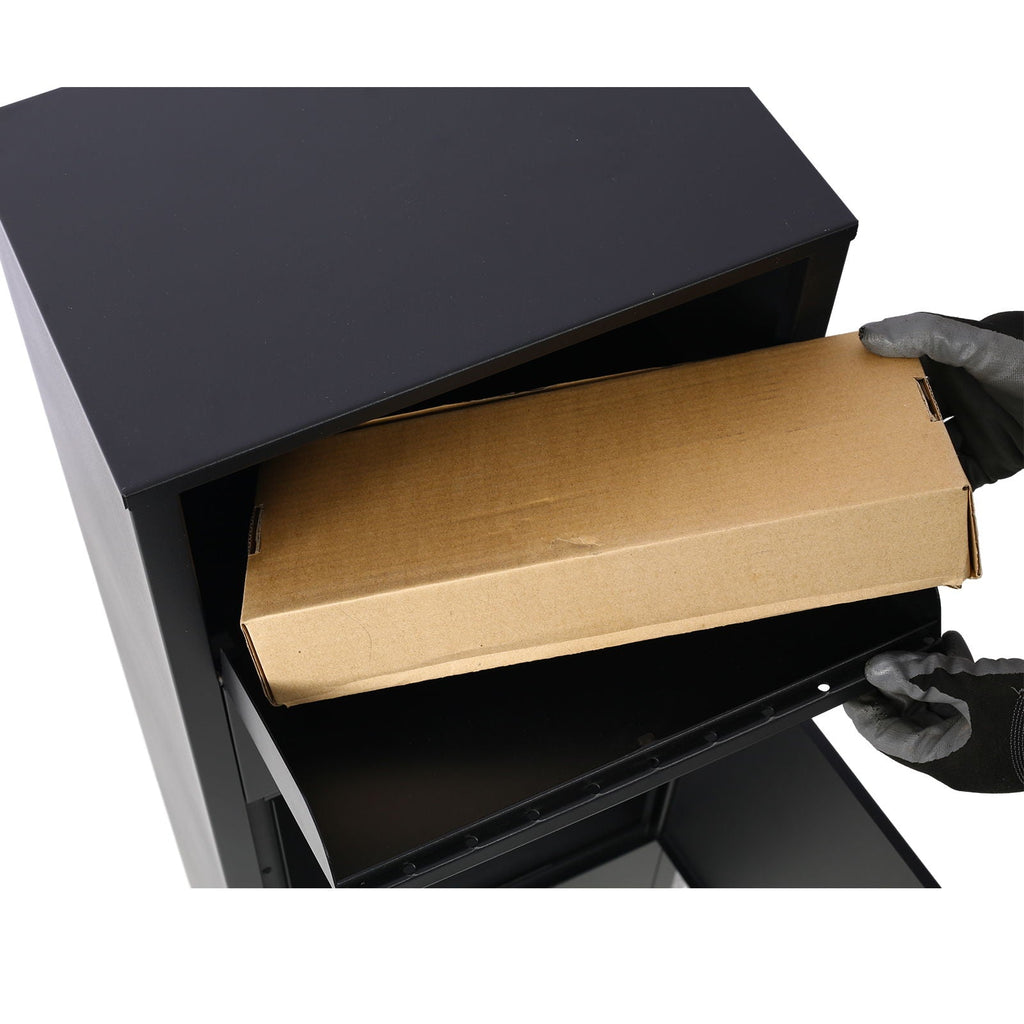 Large Package Delivery Parcel Mail Drop Box with Lockable Storage - Black