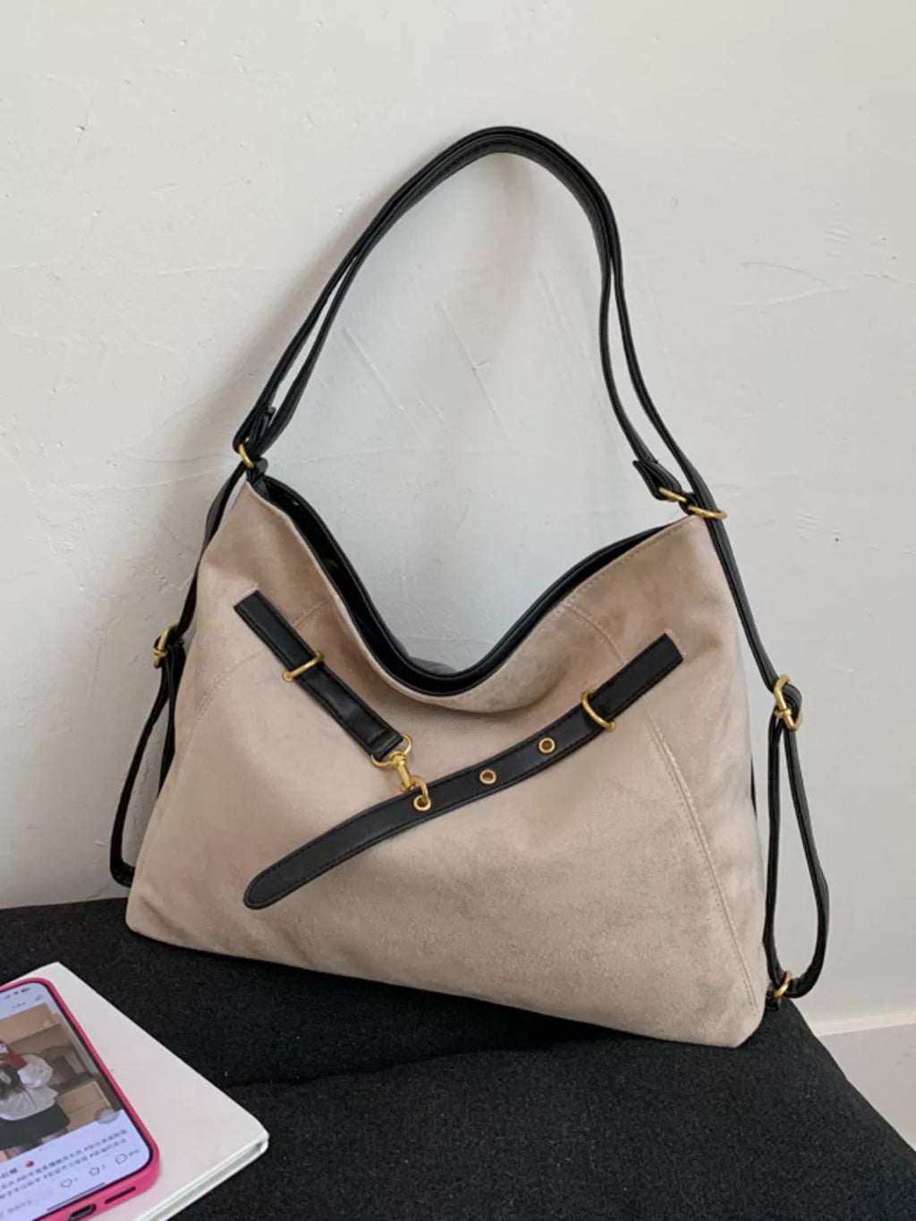 Adjustable Strap Handbag with Charm
