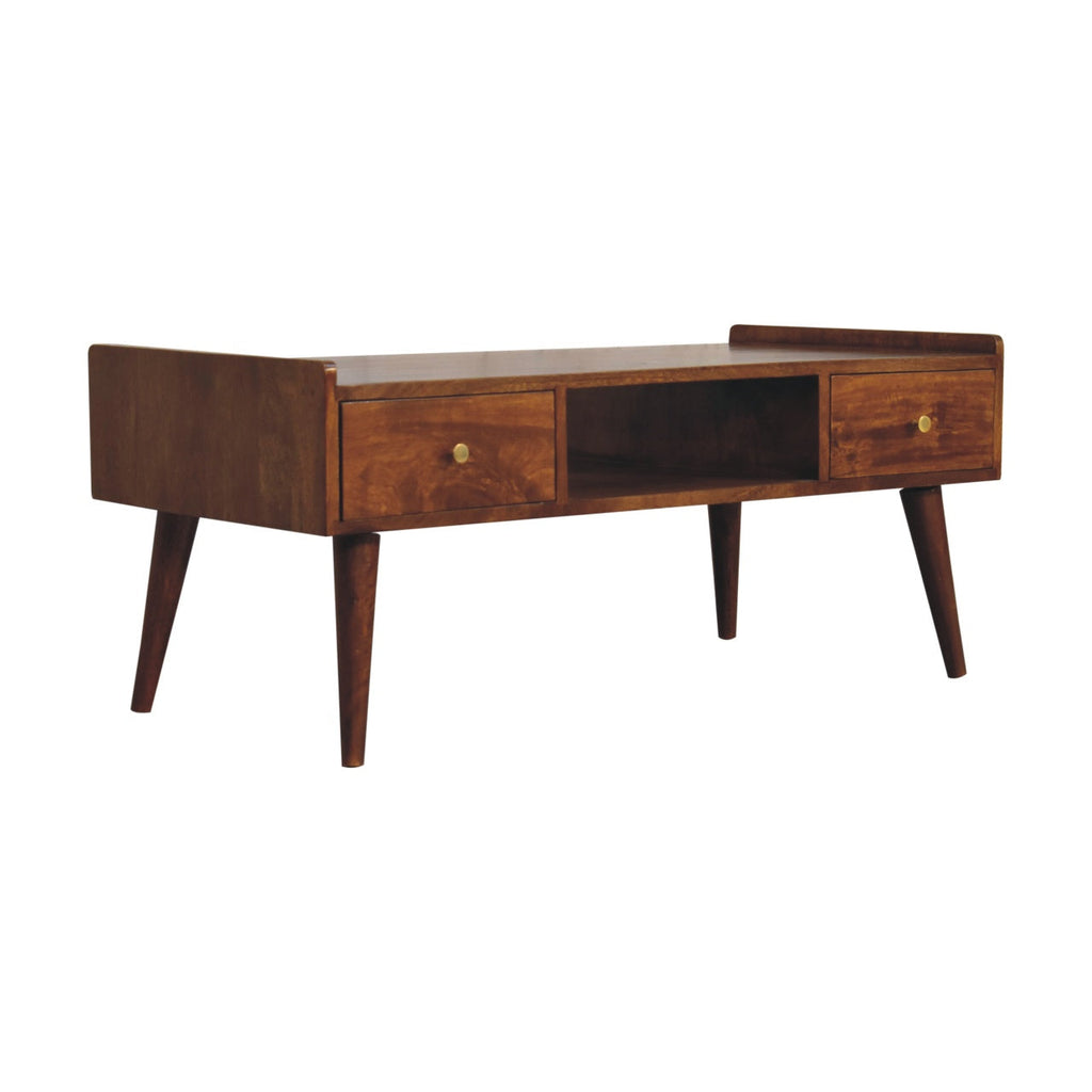 Elevated Chestnut Media Unit with Nordic Legs - Solid Mango Wood