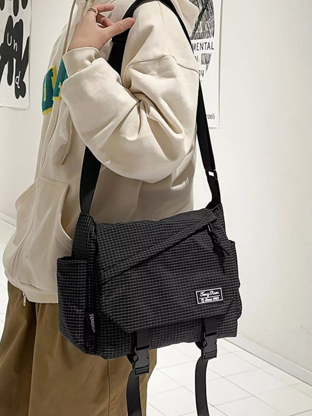 Plaid Buckle Flap Crossbody Bag