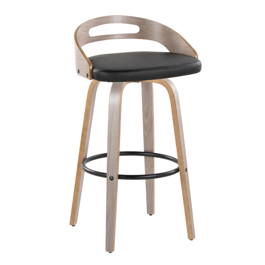 Mid Century Modern Fixed Height Barstool Set with Swivel - Black