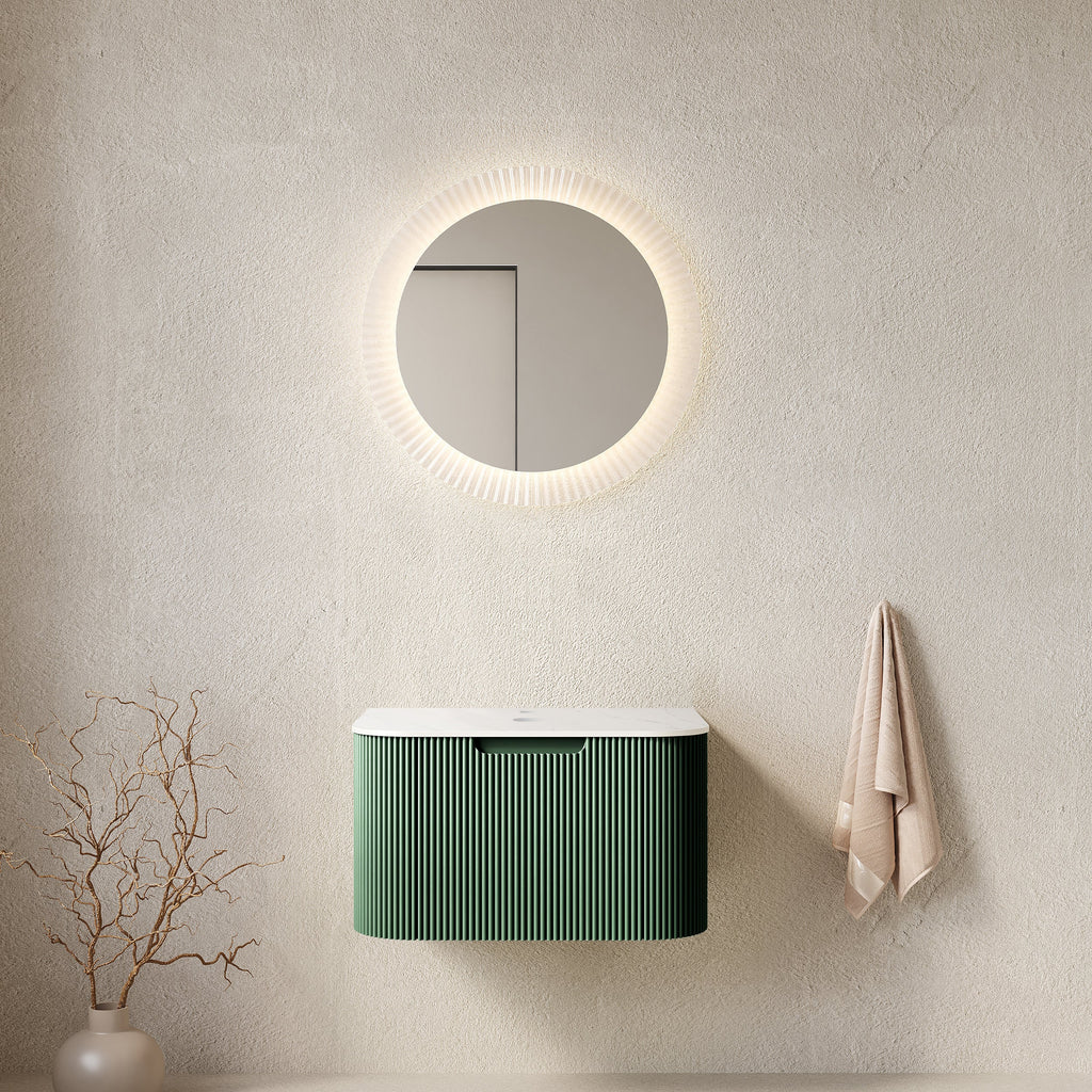 DINA 24'' Wall Mounted Plywood Bathroom Cabinet with Carrara Finish - Dark Green or Black