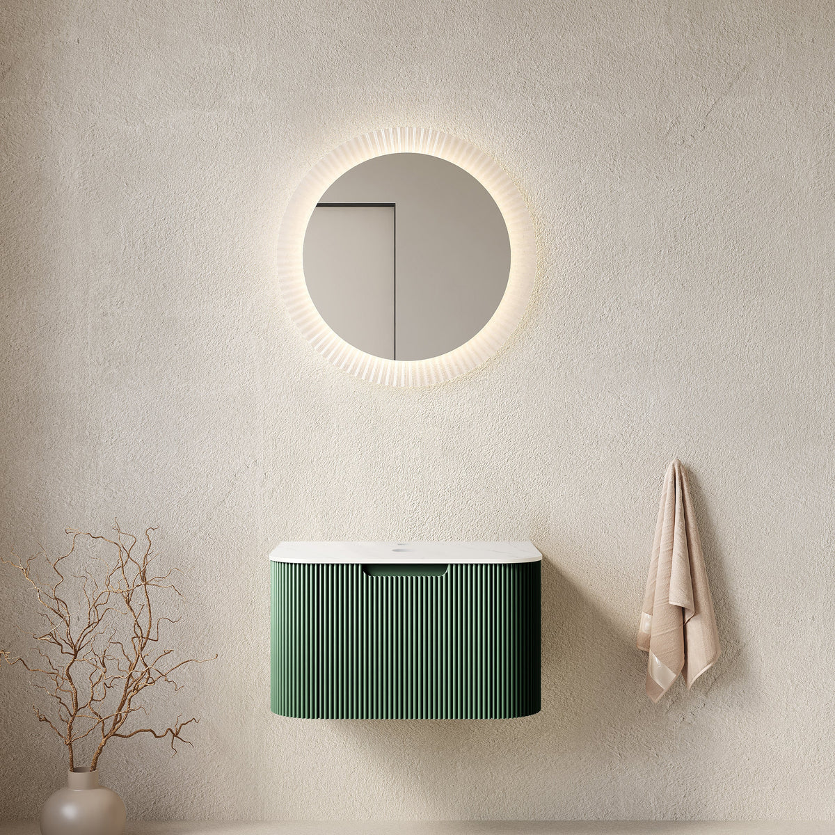 DINA 24'' Wall Mounted Plywood Bathroom Cabinet with Carrara Finish - Dark Green or Black
