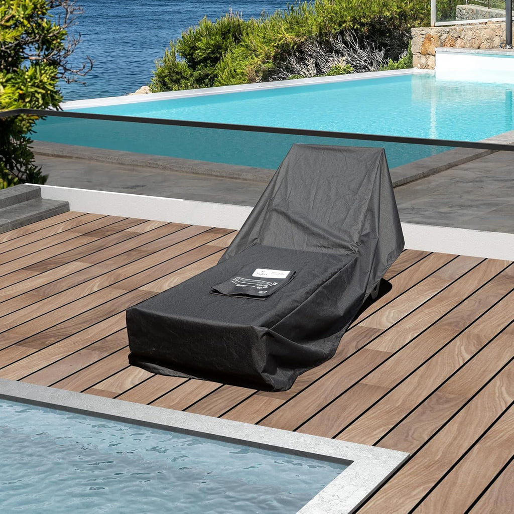 Waterproof Patio Lounge Chair Cover with Elastic Hem Cords - Grey