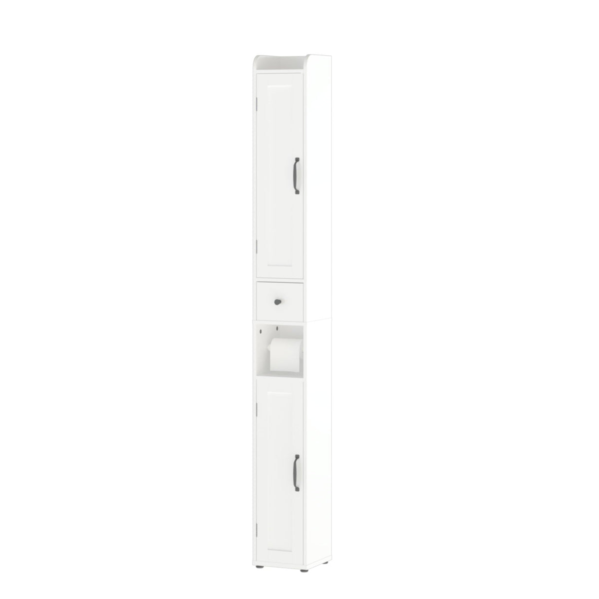 Slim Tall Bathroom Storage Cabinet with Adjustable Shelves - White